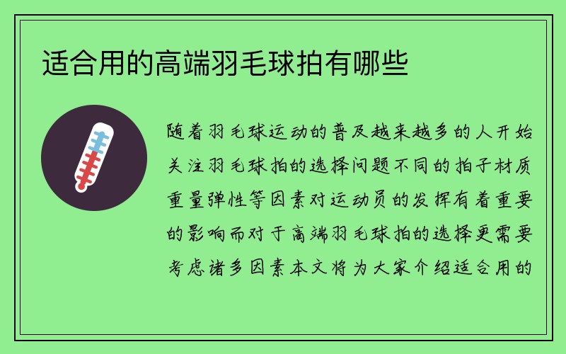 适合用的高端羽毛球拍有哪些